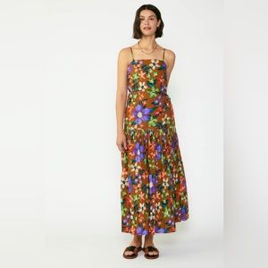 Current Air Brown and Green Pleated Maxi Sundress
